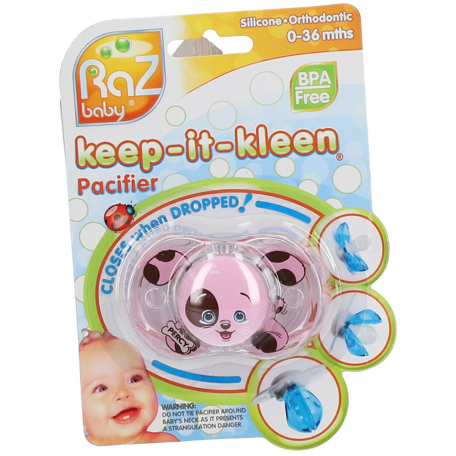 RaZ Baby® Keep-It-Kleen® Pacifier Sucette Pink Puppy (Couleur non sélectionnable)