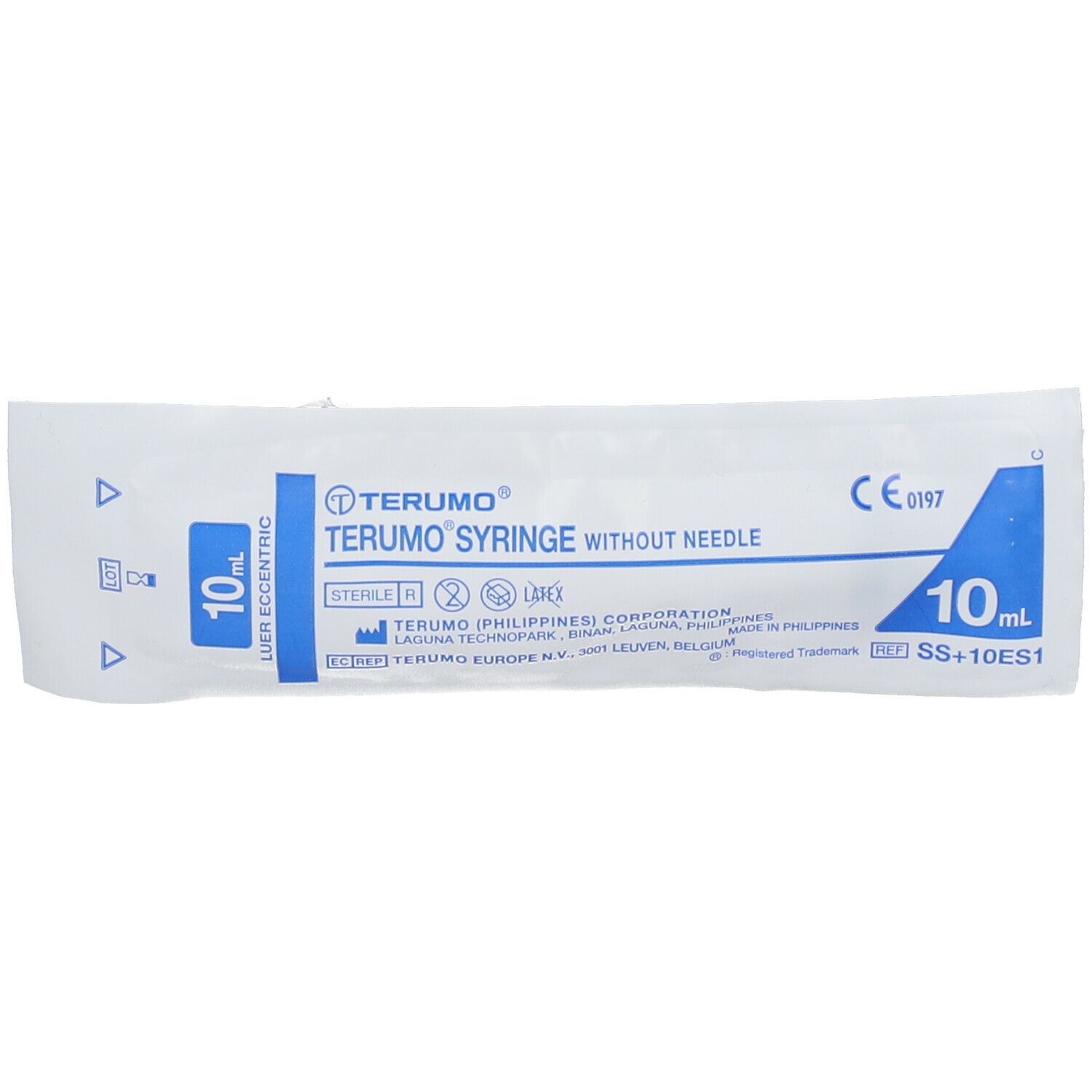 Emballage de seringue Terumo sans aiguille. 10 ml. Seringue stérile à usage unique. Marquage CE.