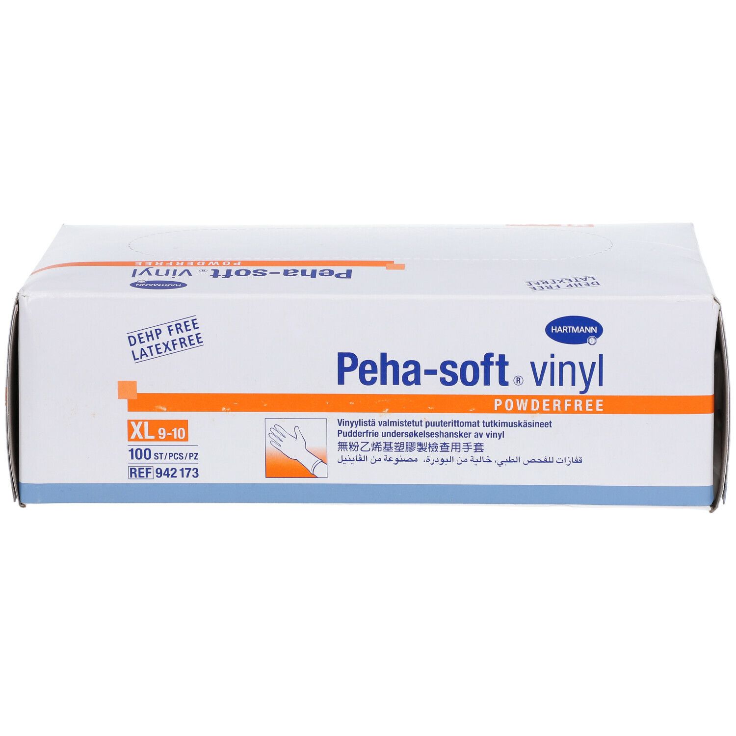 Boîte de gants en vinyle sans poudre HARTMANN Peha-soft.vinyl, taille XL 9-10. 100 pièces. Sans DEHP, sans latex.