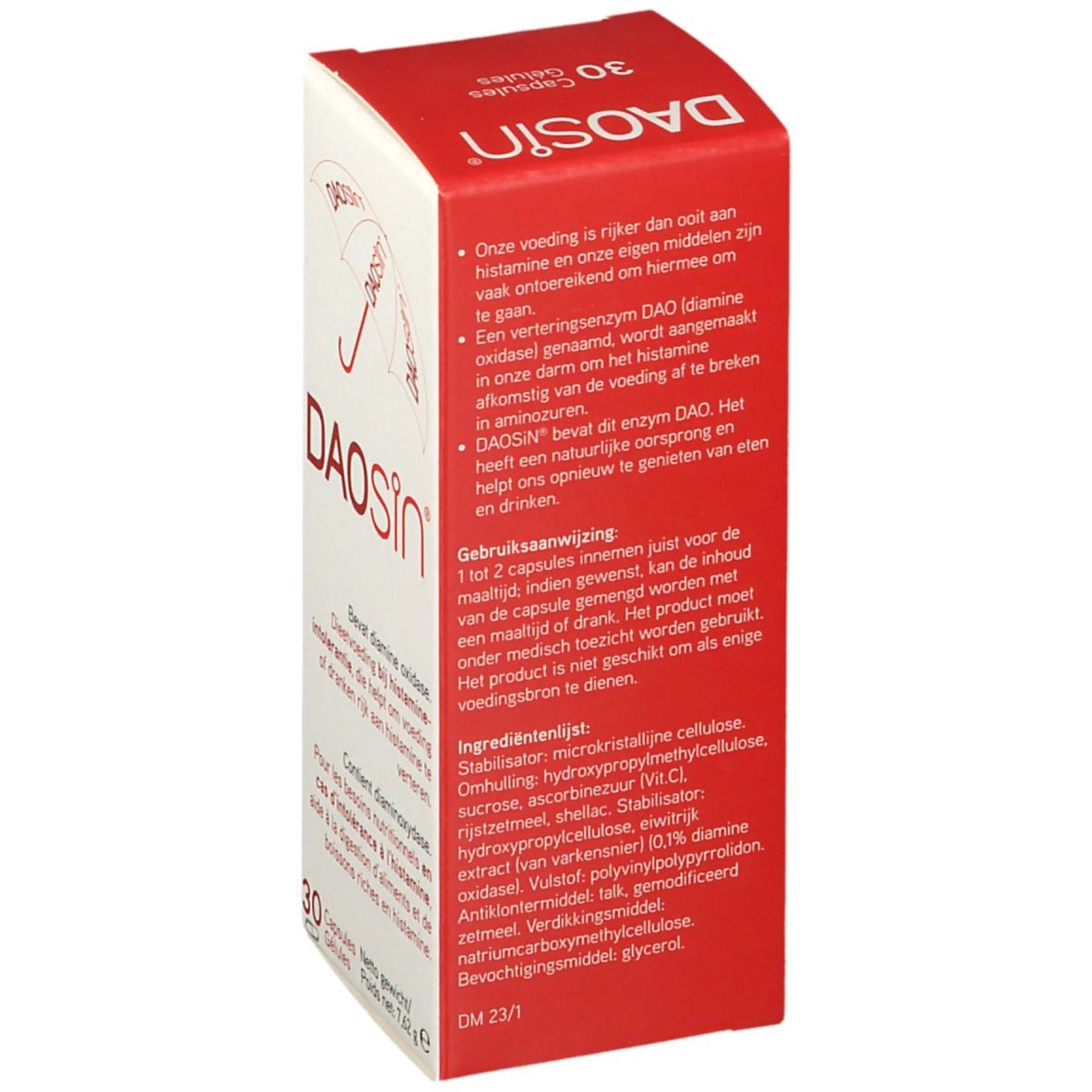 Boîte en carton avec texte en français. Contient des informations sur l'utilisation et les ingrédients. Marque: DAOSiN.