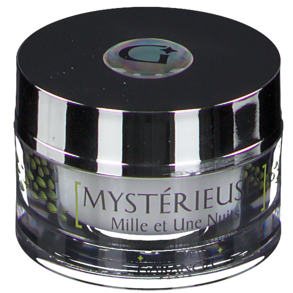 Creme-Tiegel mit schwarzem Deckel. Aufschrift: Mystérieus Mille et Une Nuits. Marke Garancia.