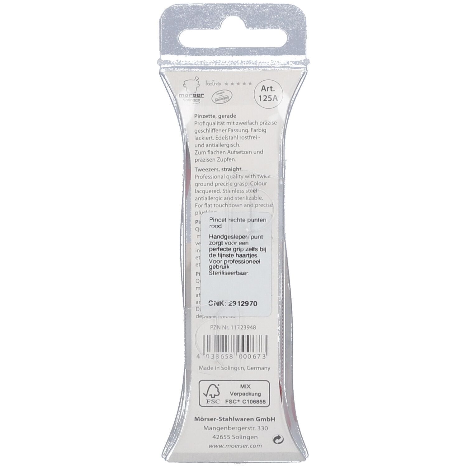 Rückseite der Verpackung mit Produktinformationen und Herstellerangaben.