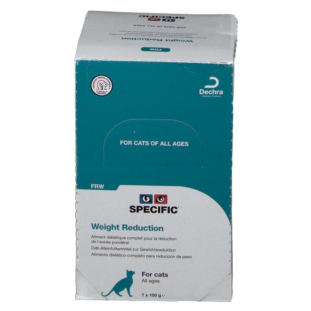 Boîte SPECIFIC Weight Reduction. Face avant avec nom du produit et logo. Logo Dechra.