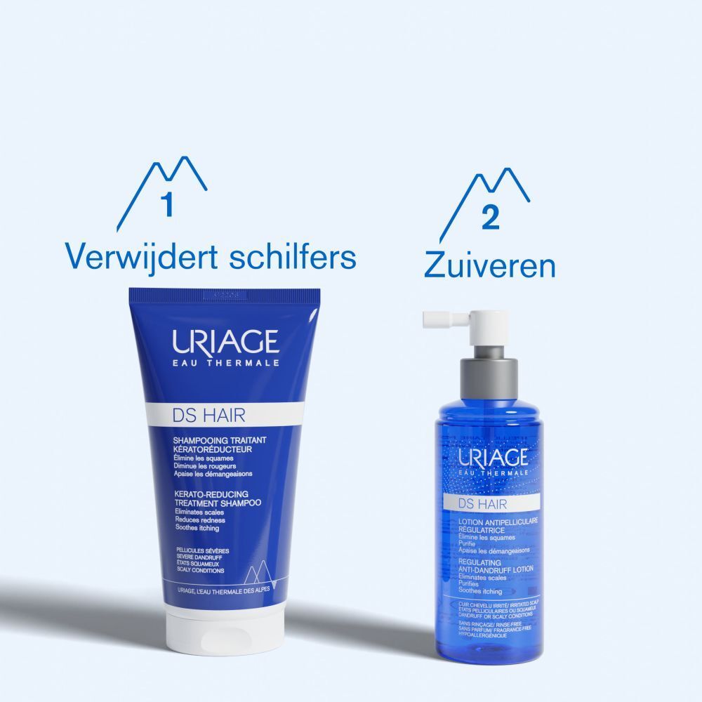 Uriage DS Hair Lotion en tekst. Tekst in het Nederlands.