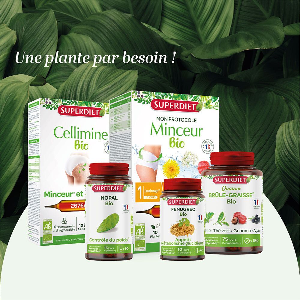 Emballage Actimincyl Bio. Texte, ampoules, label Bio. Avec d'autres produits.