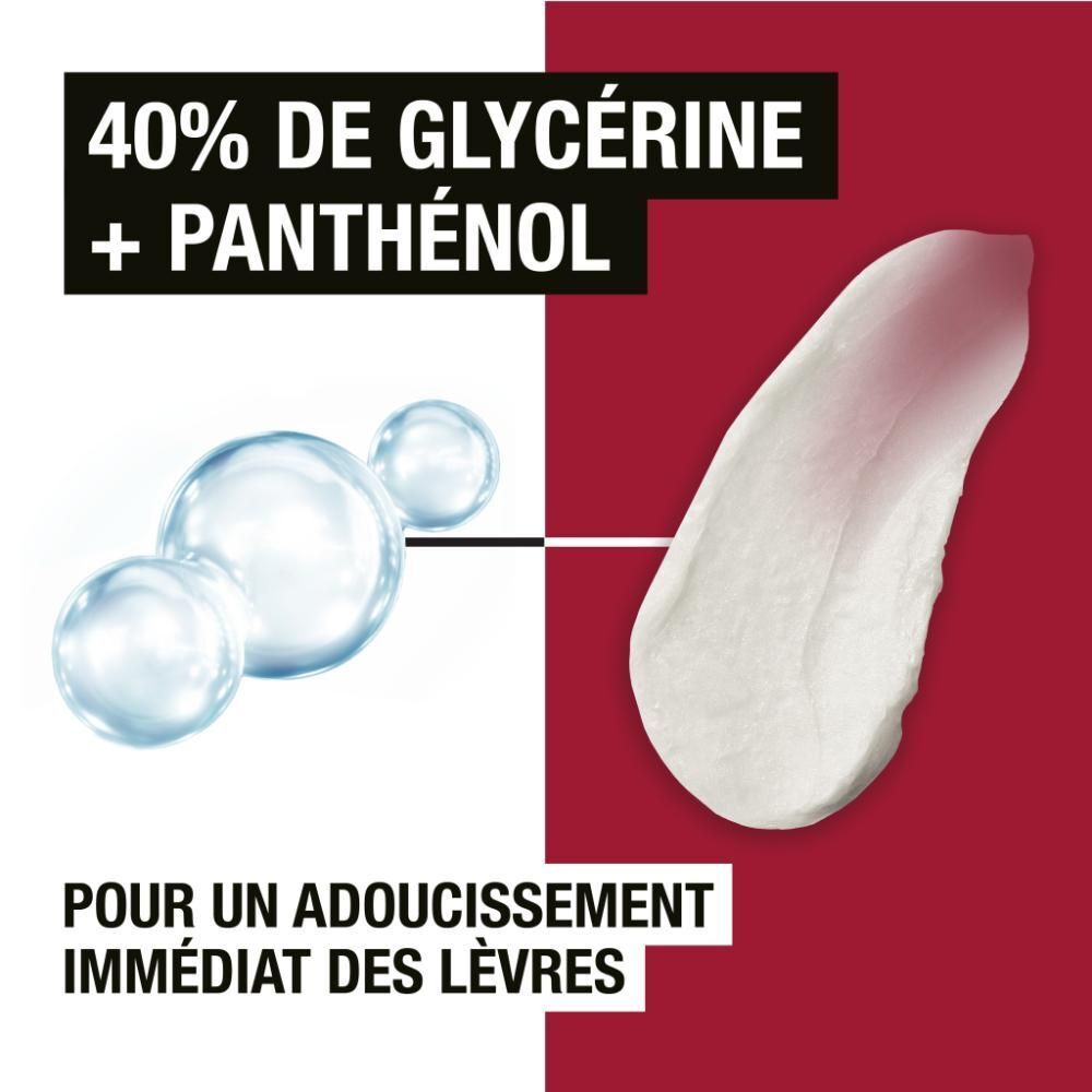 Texte du produit : 40% Glycérine + Panthénol. Image de billes et crème.