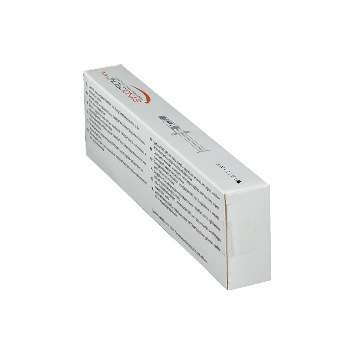 Scatola bianca con testo e logo SYNOCROM MINI. Contiene acido ialuronico bioingegnerizzato.