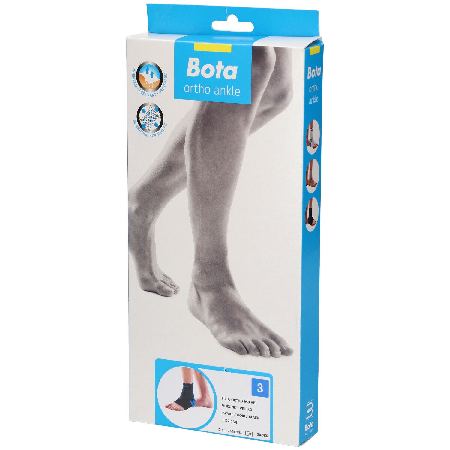 Bota Ortho AB 950 + Velcro + Silicone Noir Taille 3