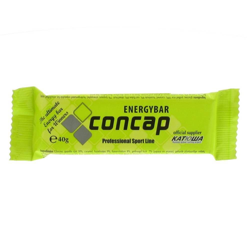 Emballage vert d'une barre énergétique "concap ENERGYBAR". Contient 40g. "Professional Sport Line".