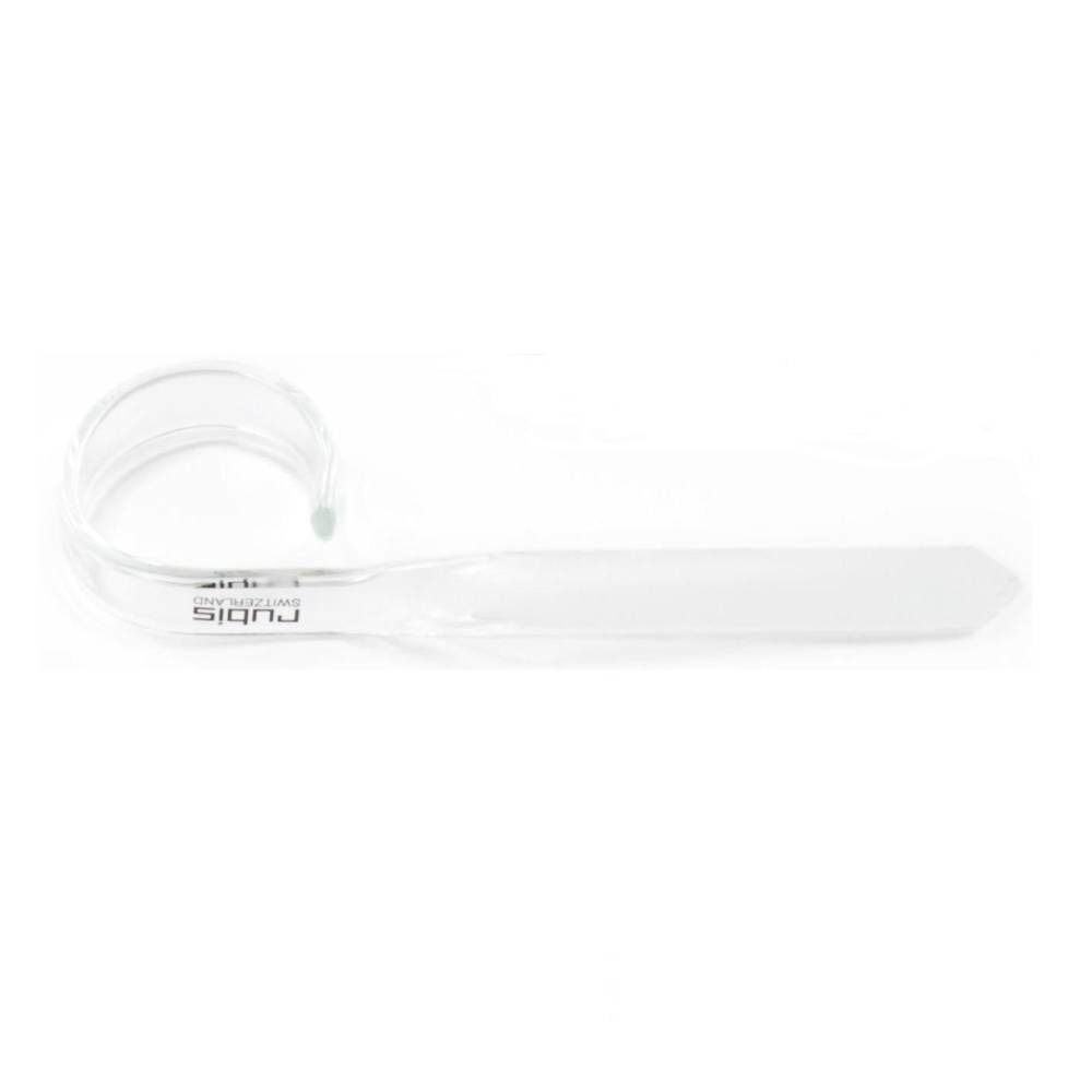 Lime à ongles en verre avec manche. Matériau transparent. Manche incurvé. Marque Rubis.