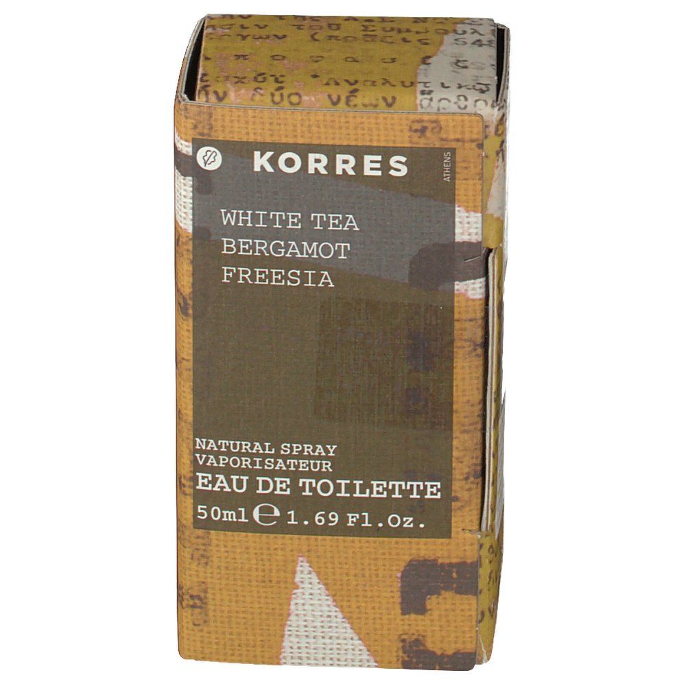 Confezione KORRES Eau de Toilette. Fronte con nome del prodotto, ingredienti e logo. 50ml.
