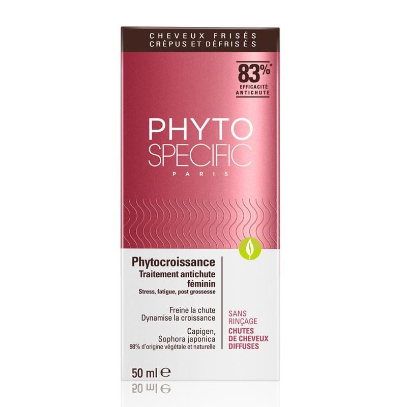 Emballage avec inscription PHYTOSPECIFIC, Phytocroissance. Contient 83% d'efficacité. Pour cheveux clairsemés.