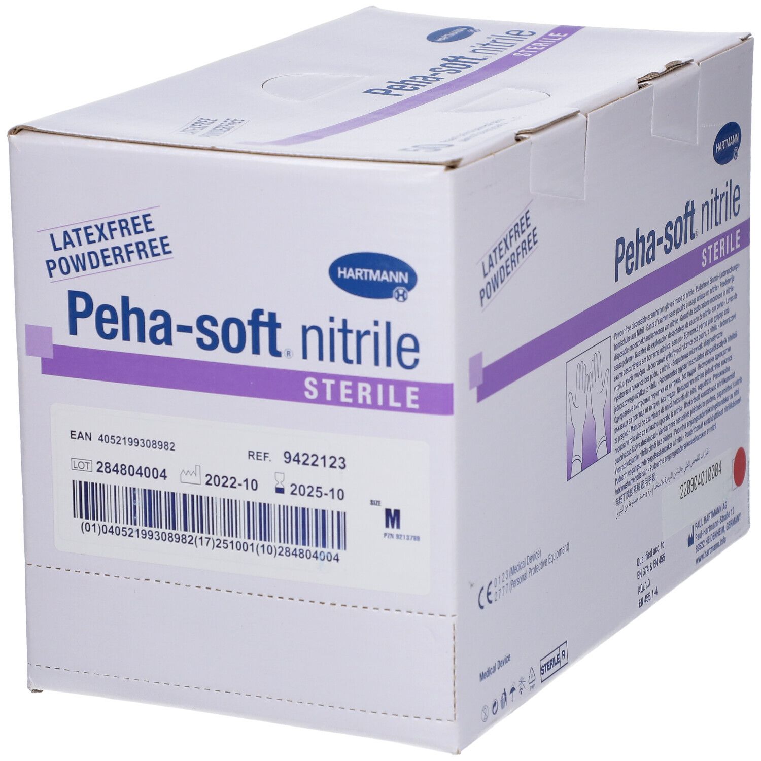 Doos Peha-soft nitrile steriele handschoenen, maat M. Latex- en poedervrij. CE-markering.