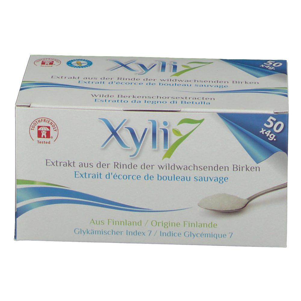 Boîte Xyli7. Inscription : Extrait d'écorce de bouleau sauvage. Cuillère avec poudre.