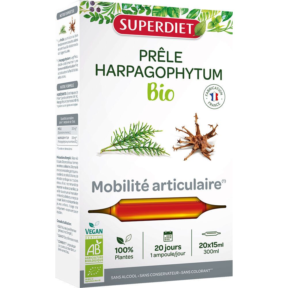 Boîte Super Diet Duivelsklauw Bio Articulations. Fabrication française, Bio.