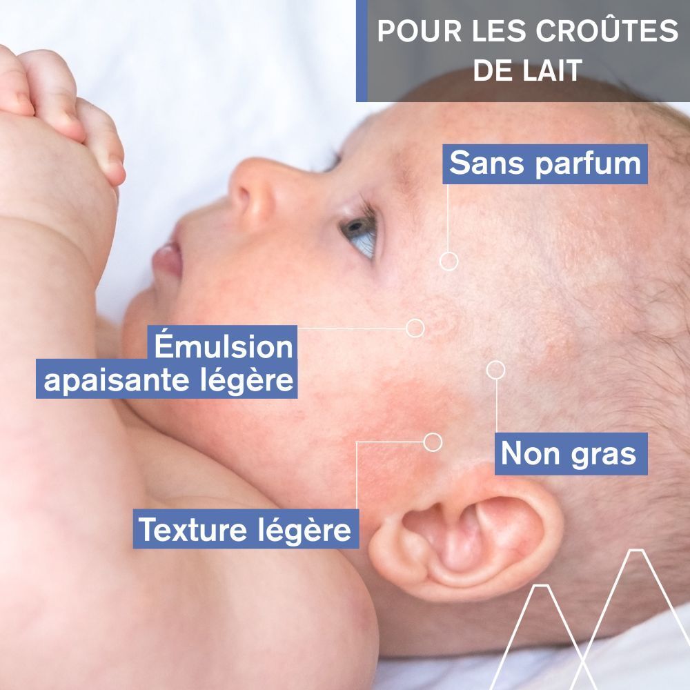 Visage de bébé avec texte: émulsion, non gras, texture légère.