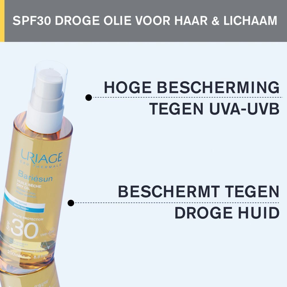 Productkenmerken: Hohe bescherming tegen UVA-UVB, beschermt tegen droge huid. Tekst en productafbeelding.