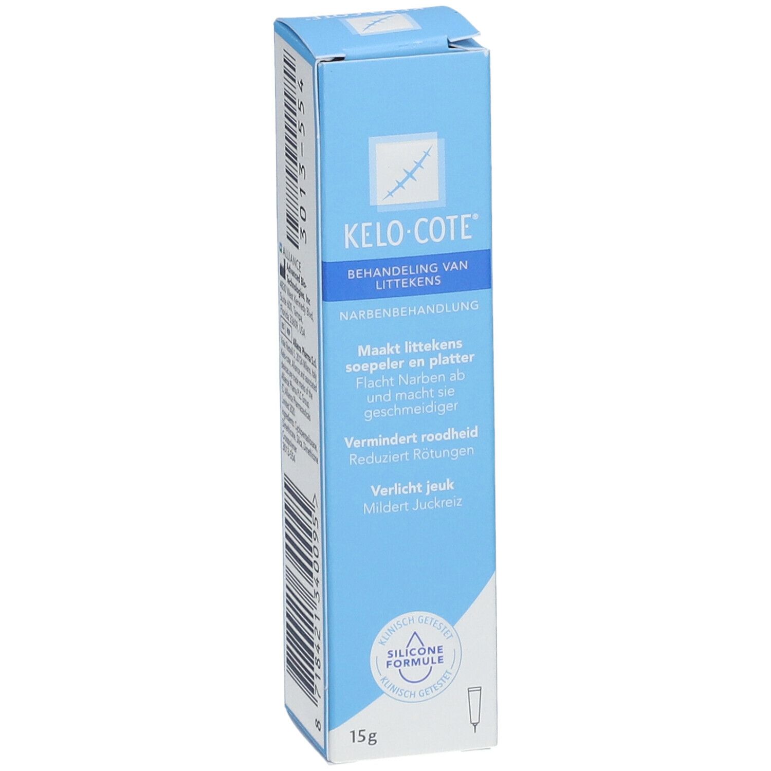 Boîte Kelo-Cote Gel. Bleu, avec informations produit et logo.