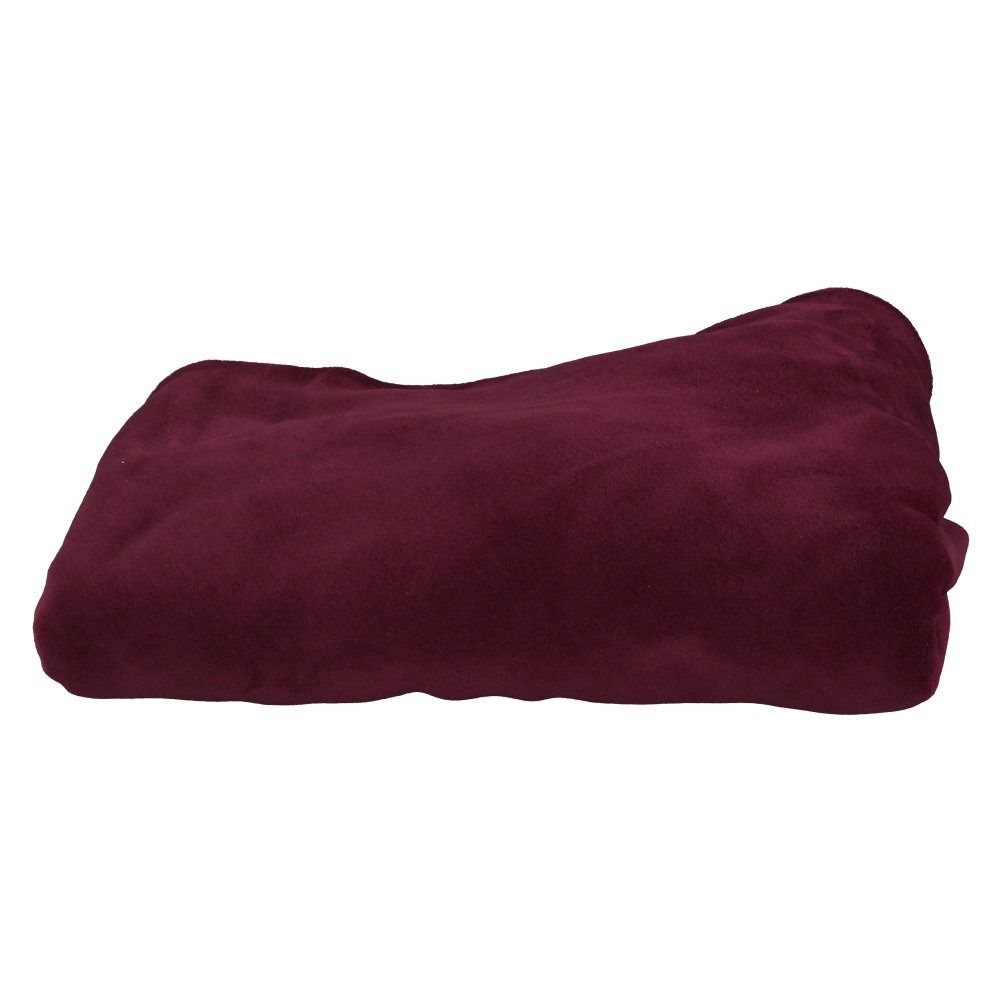 Coussin bordeaux. Aspect velours. Forme rectangulaire.