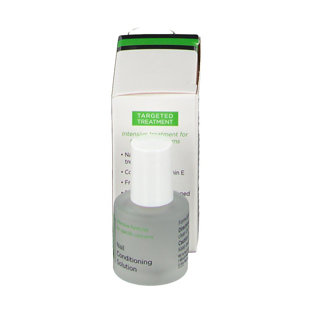 Flacone e confezione. Scritto: Neostrata, Nail Conditioning Solution. Flacone con tappo bianco.