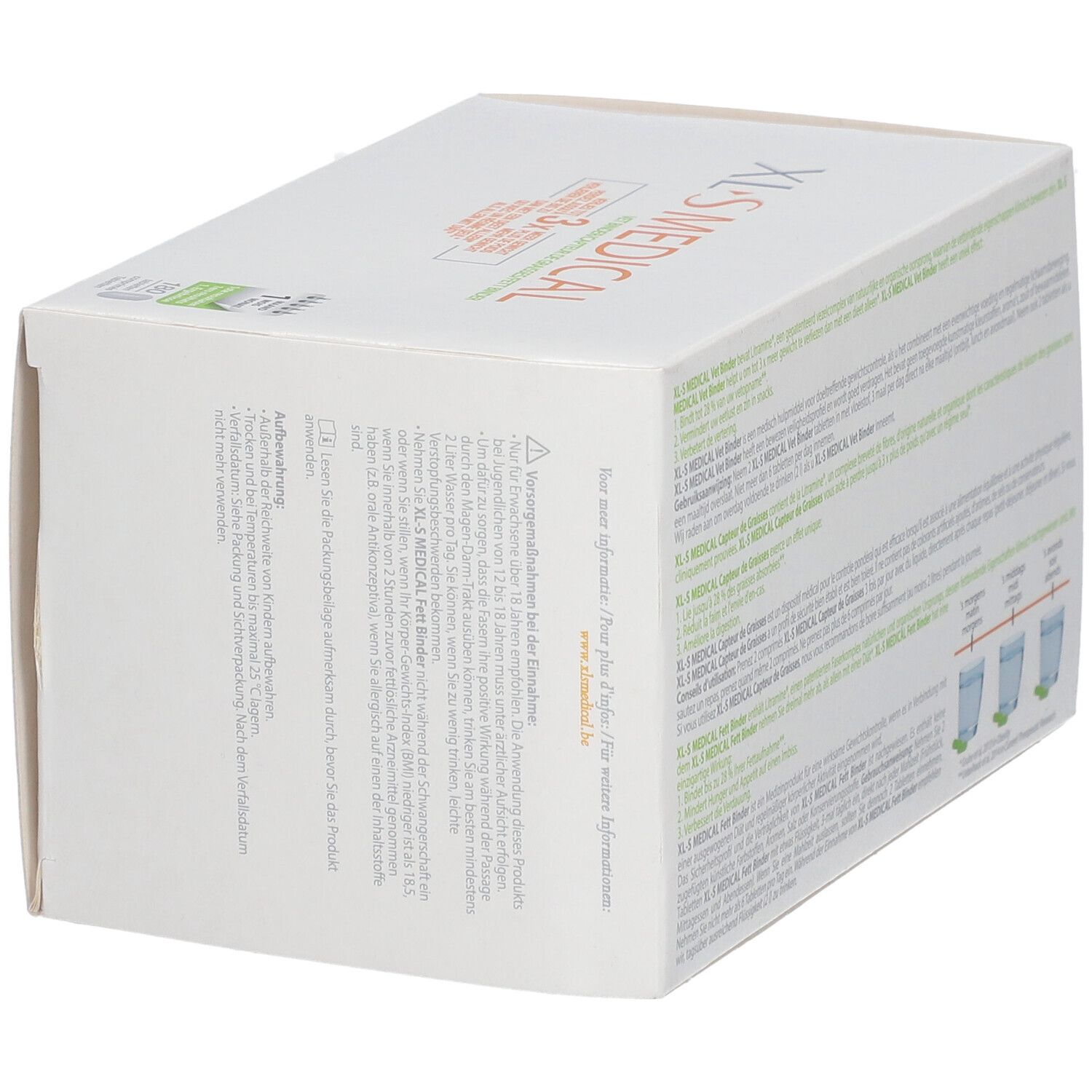 Weiße XL-S Medical Verpackung. Text: Vet Binder. Rückseite mit Produktinformationen und Warnhinweisen.