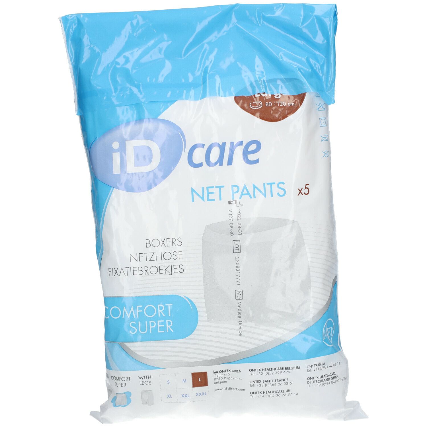 iD care Net Pants Comfort Super L, paquet de 5. Taille L. Boxers, Fixatiebroekjes.