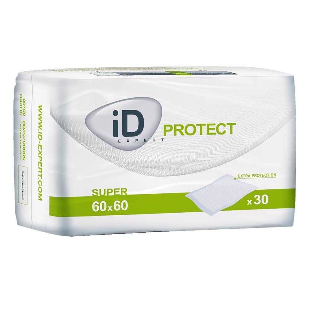 Paquet iD EXPERT Protect Super 60x60. Emballage blanc avec logo et nom du produit. Contient 30 unités.