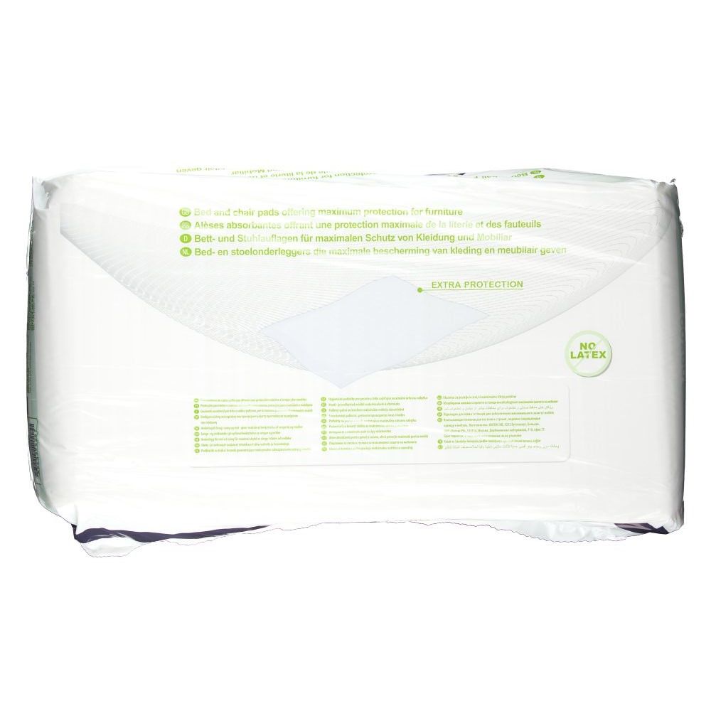 Dos du paquet iD EXPERT Protect Super 60x60. Texte multilingue. Indication : Protection supplémentaire, sans latex.