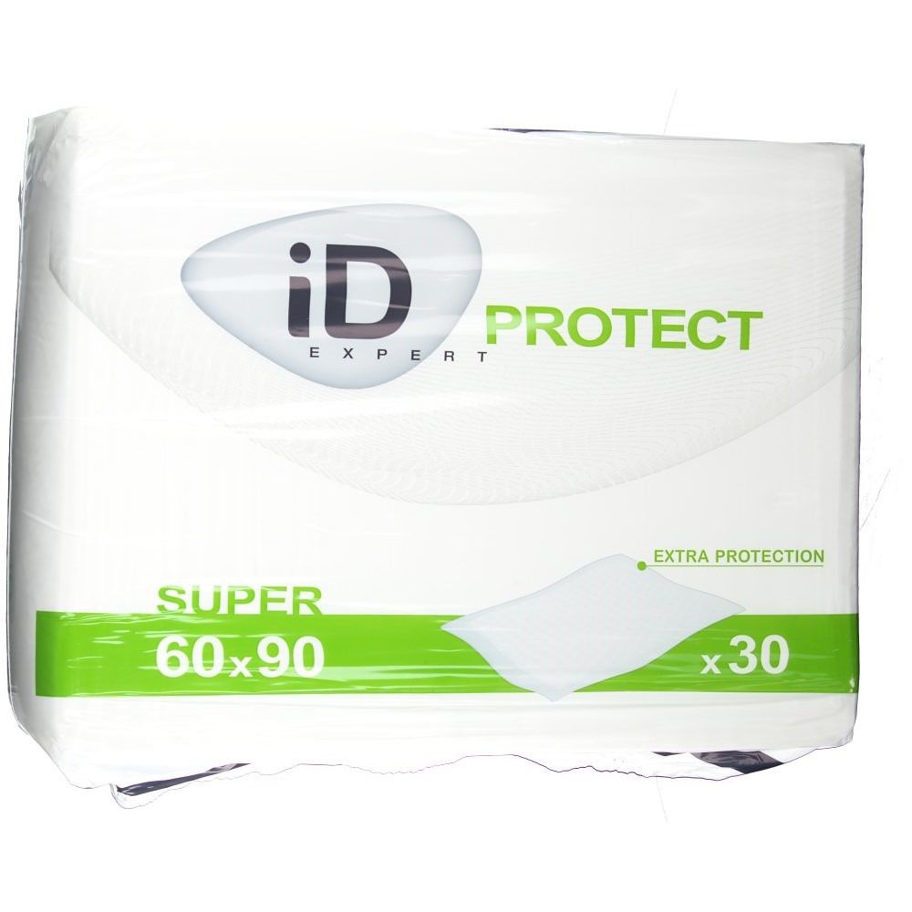 Emballage iD EXPERT Protect Super 60x90. Emballage vert et blanc avec logo et nom du produit. 30 unités.