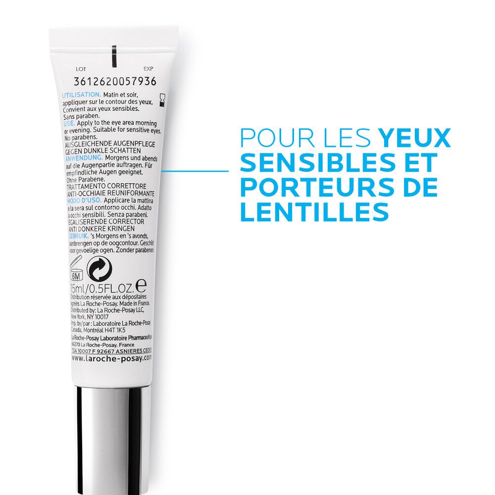Dos du tube. Texte multilingue. 15 ml/0,5 FL.OZ. Informations produit.