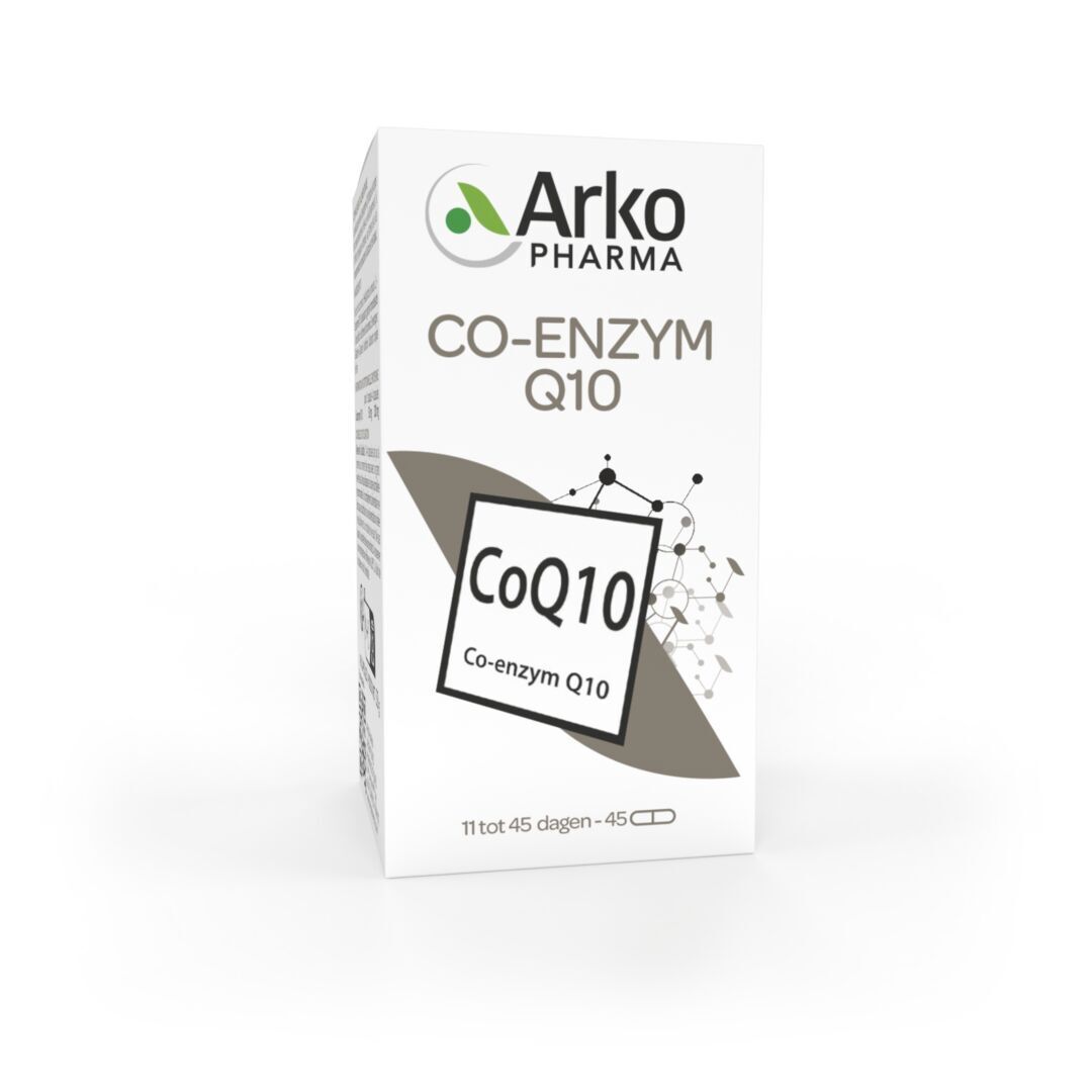 Produktverpackung. Aufschrift: Arkopharma Co-Enzym Q10, CoQ10.