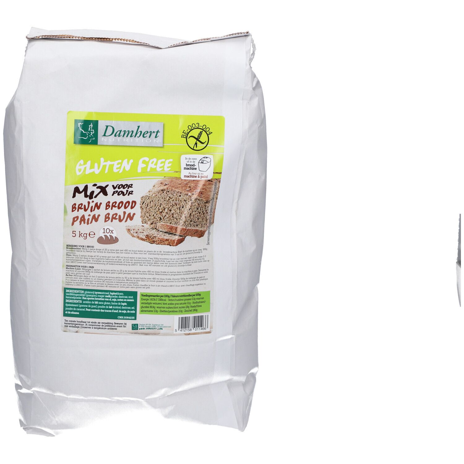 Damhert Glutenvrije Broodmix Bruin 5 kg Pulver