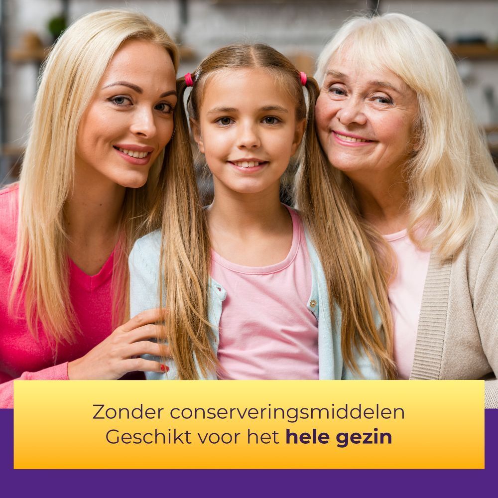 Drie vrouwen. Nederlandse tekst: Zonder conserveermiddelen. Geschikt voor het hele gezin.