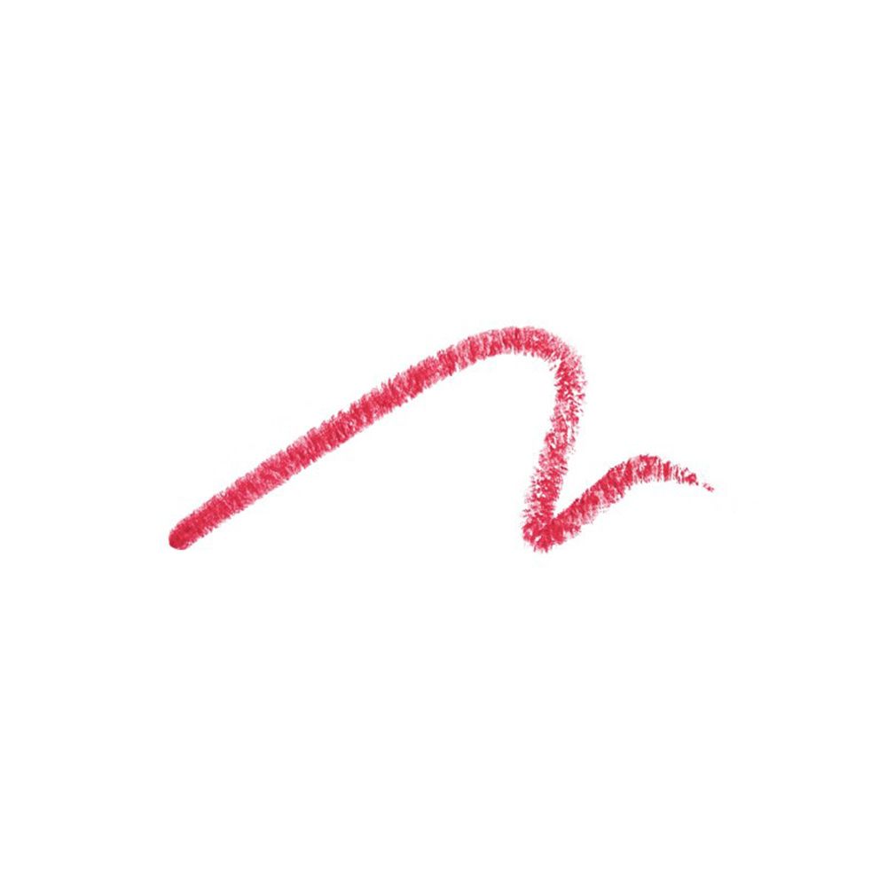 Trait de rouge à lèvres rouge sur fond blanc. La ligne est ondulée.