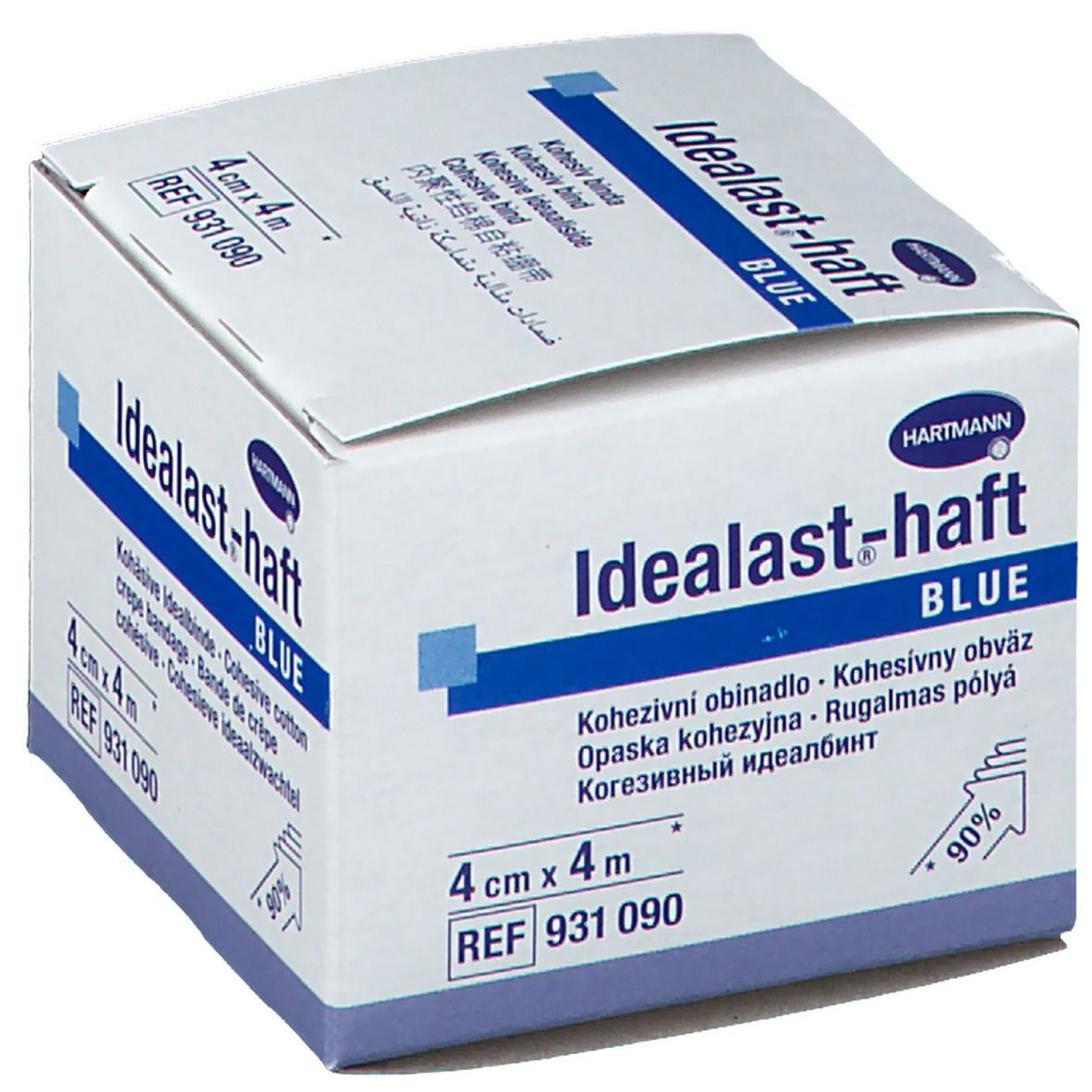 Emballage de bandage cohésif bleu Idealast-haft, 4 cm x 4 m. Hartmann.