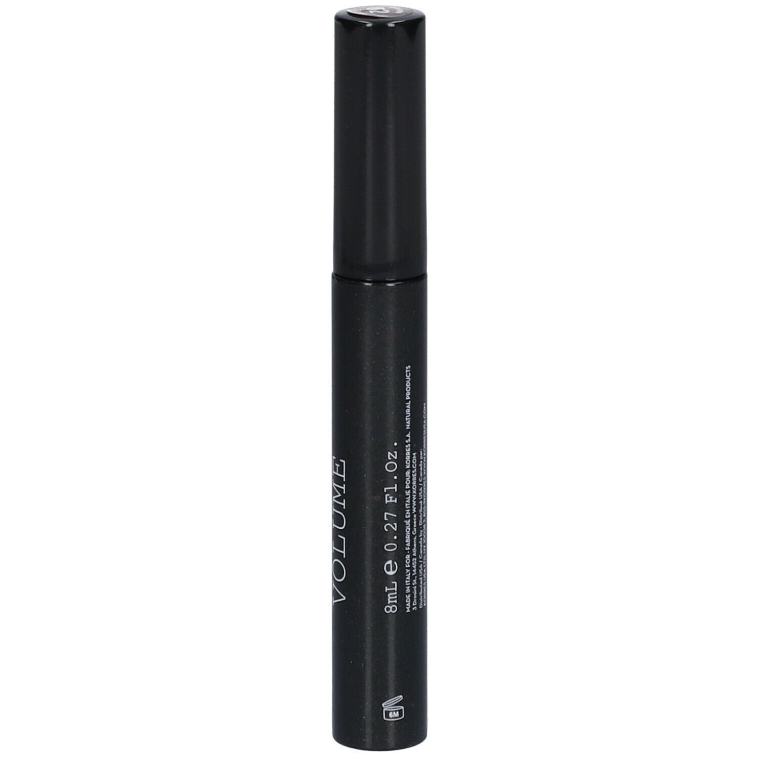 Brosse de mascara noire avec texte: VOLUME, 8ml 0.27 fl. oz.