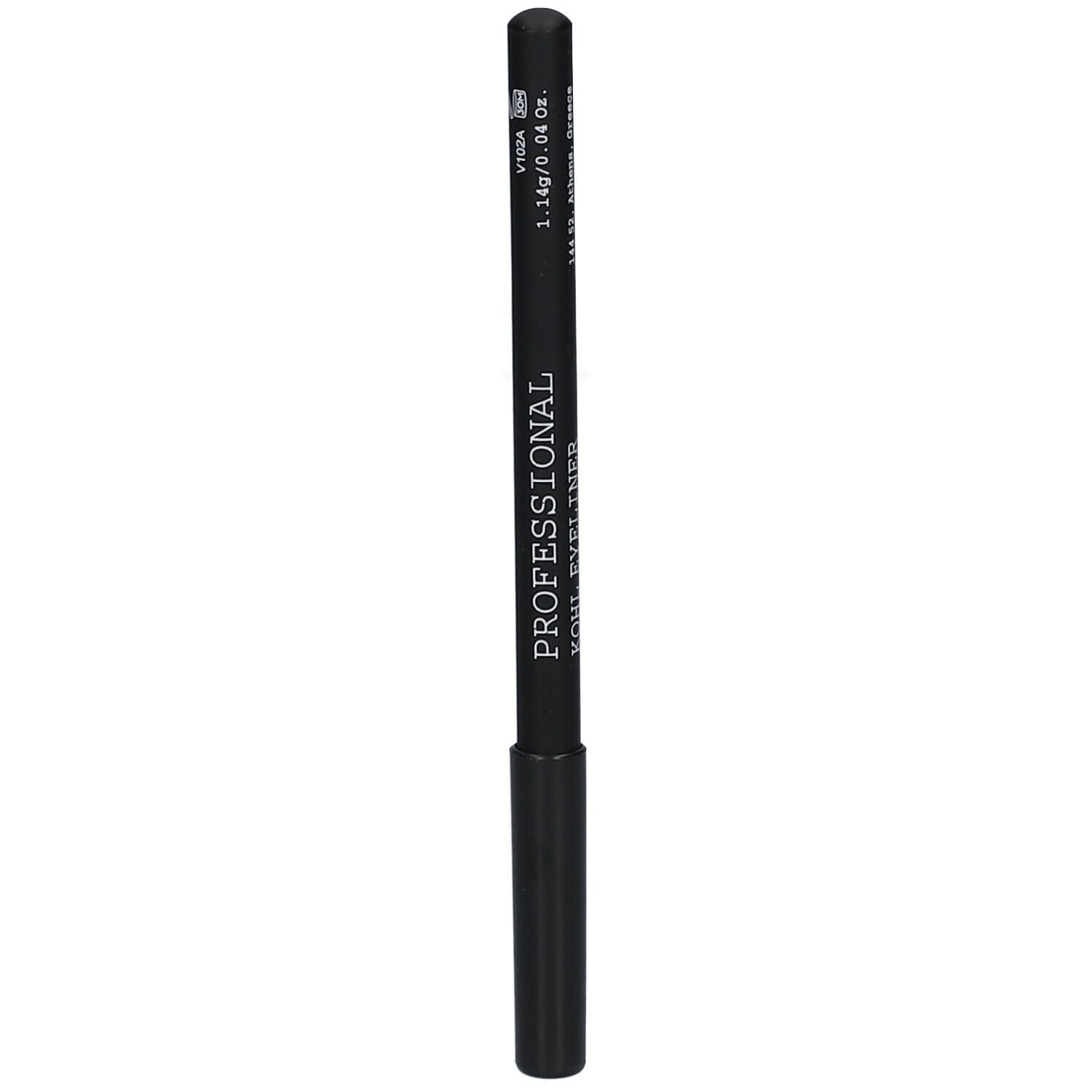 Crayon khôl noir. Forme cylindrique. Inscription: PROFESSIONAL KOHL EYELINER. Poids: 1.14g/0.04 Oz.
