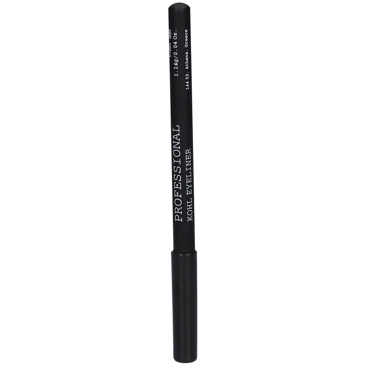 Crayon khôl noir. Inscription: PROFESSIONAL KOHL EYELINER. Poids: 1.14g/0.04 Oz. Forme cylindrique.
