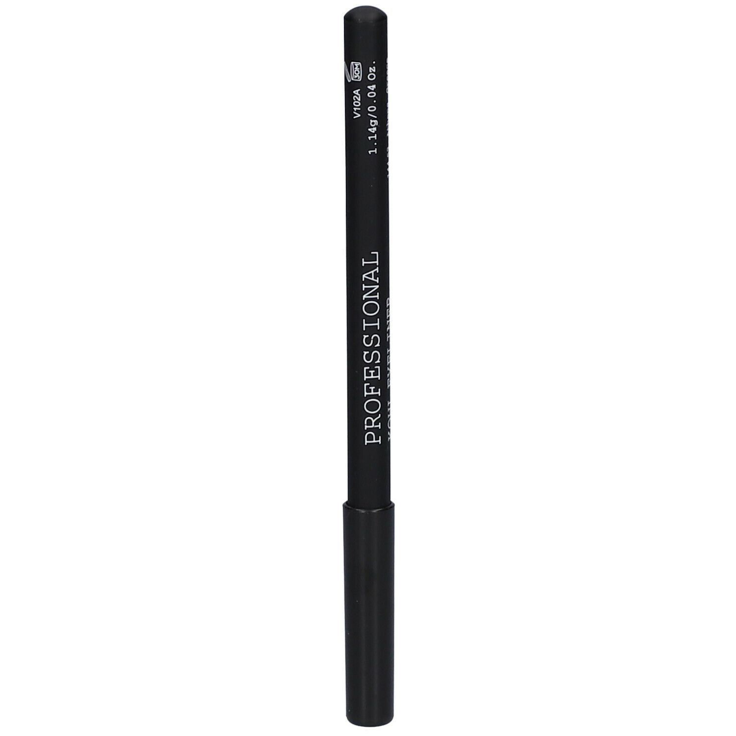 Crayon khôl noir. Inscription: PROFESSIONAL KOHL EYELINER. Poids: 1.14g/0.04 Oz. Forme cylindrique.
