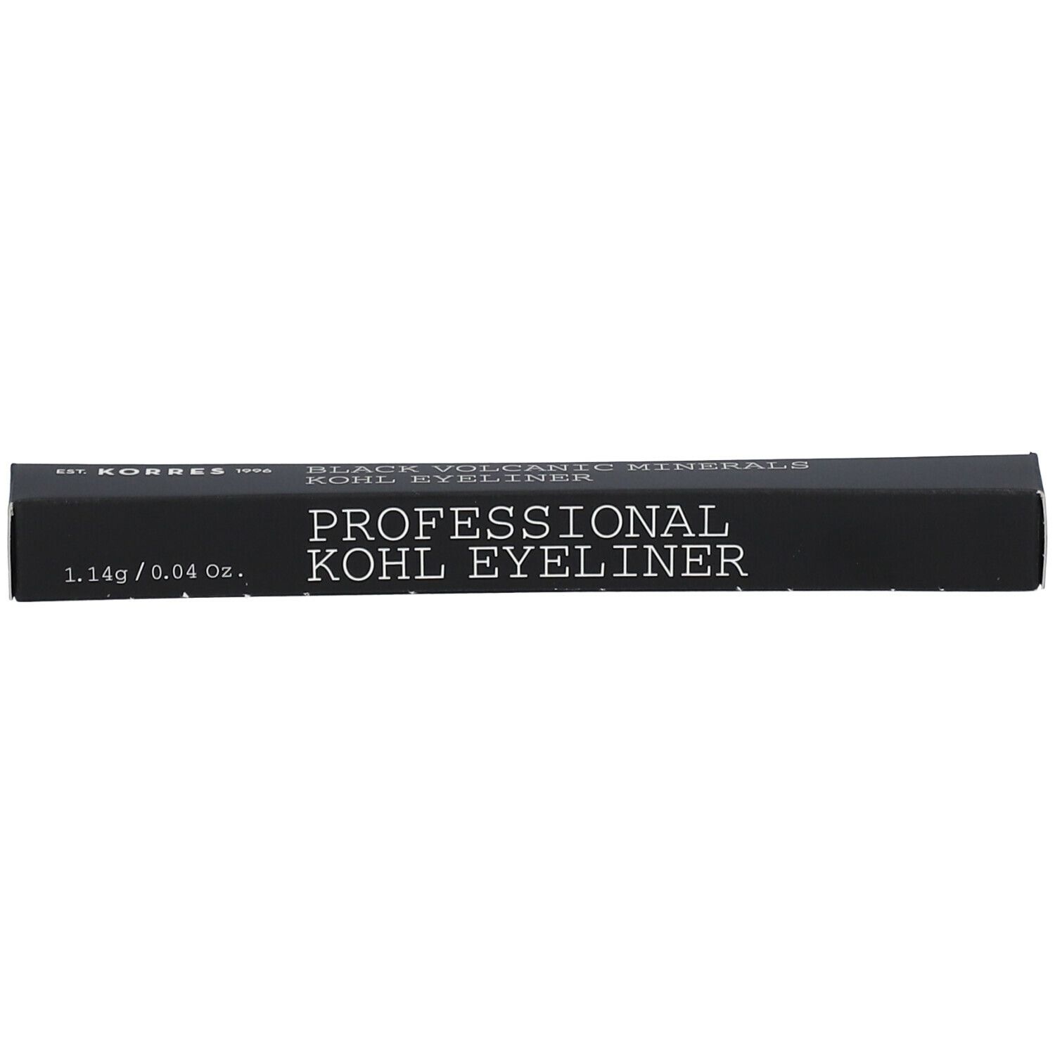 Emballage rectangulaire noir. Inscription: PROFESSIONAL KOHL EYELINER. Poids: 1.14g/0.04 Oz.