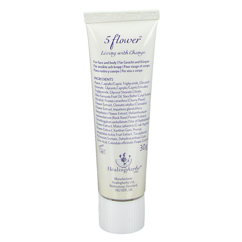 Dos du tube de crème. Tube blanc avec informations sur le produit. Ingrédients et texte imprimés.