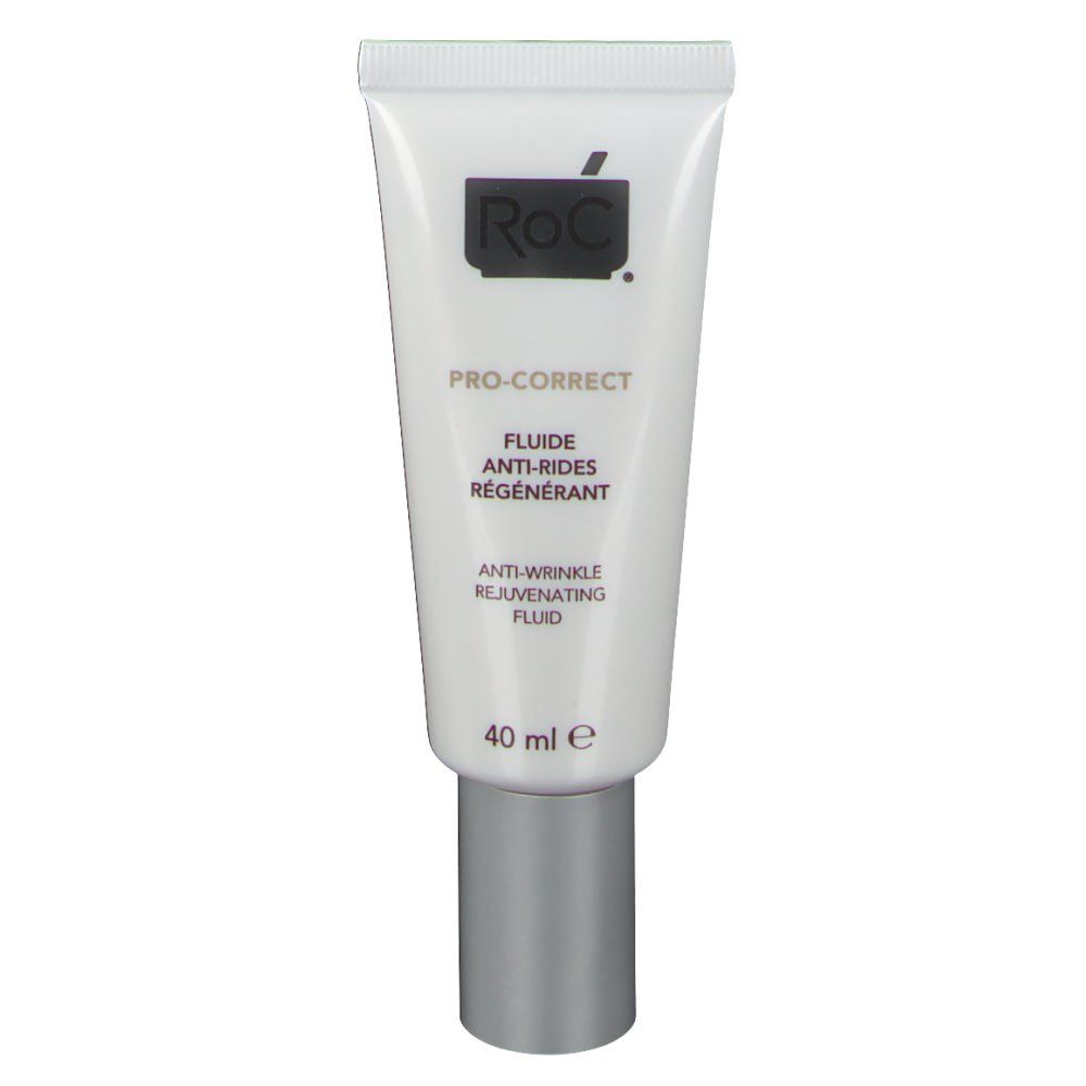 RoC PRO-CORRECT Fluide Anti-Rides Régénérant. Tube. 40 ml. Texte: RoC, PRO-CORRECT, Fluide Anti-Rides Régénérant.