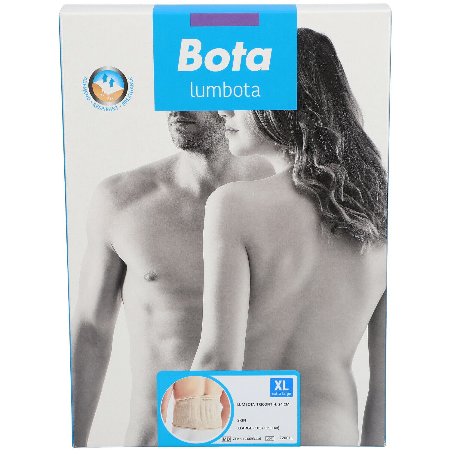 Verpakking Bota Lumbota. XL, afbeelding van personen, productafbeelding.