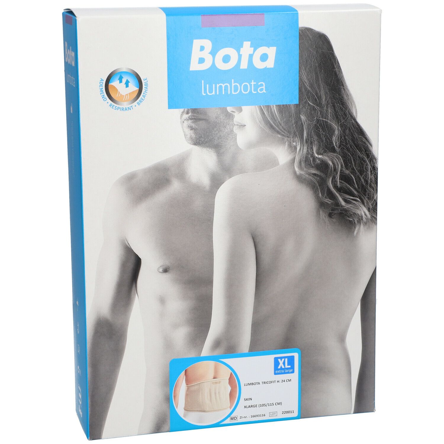 Verpakking Bota Lumbota. XL, afbeelding van personen, productafbeelding.