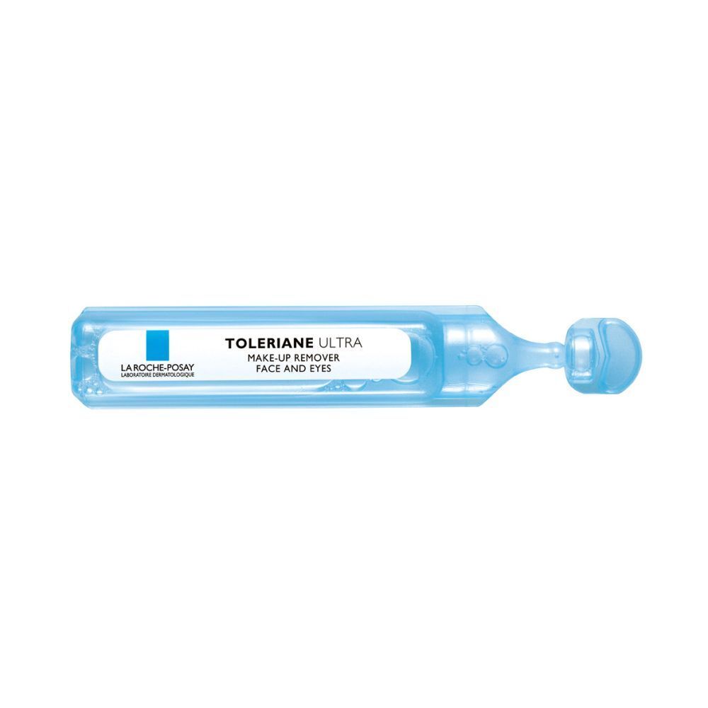 Trois produits La Roche-Posay : Toleriane Ultra Démaquillant, Dermallergo et crème yeux.