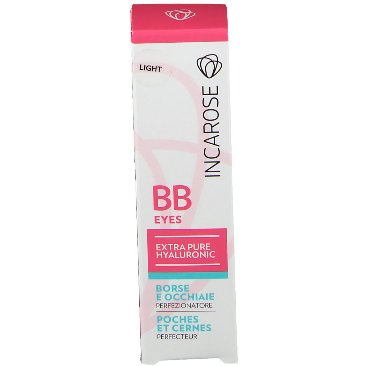 Emballage. Inscription: Incarose, BB Eyes, Extra Pure Hyaluronic. Pour cernes et poches.
