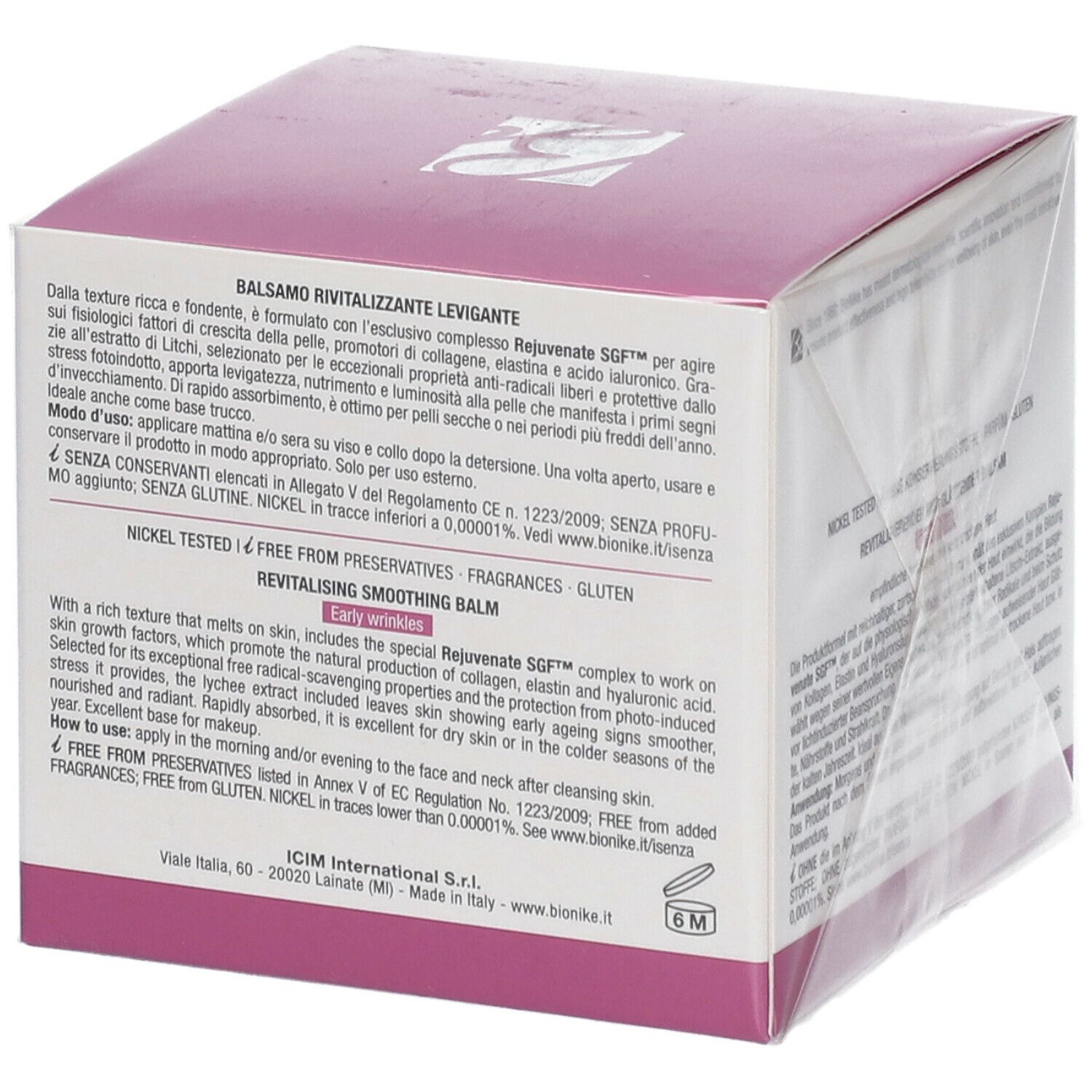 BioNike DEFENCE XAGE Prime verpakking. Wit, roze en paars. Tekst en logo. Nickel Tested.