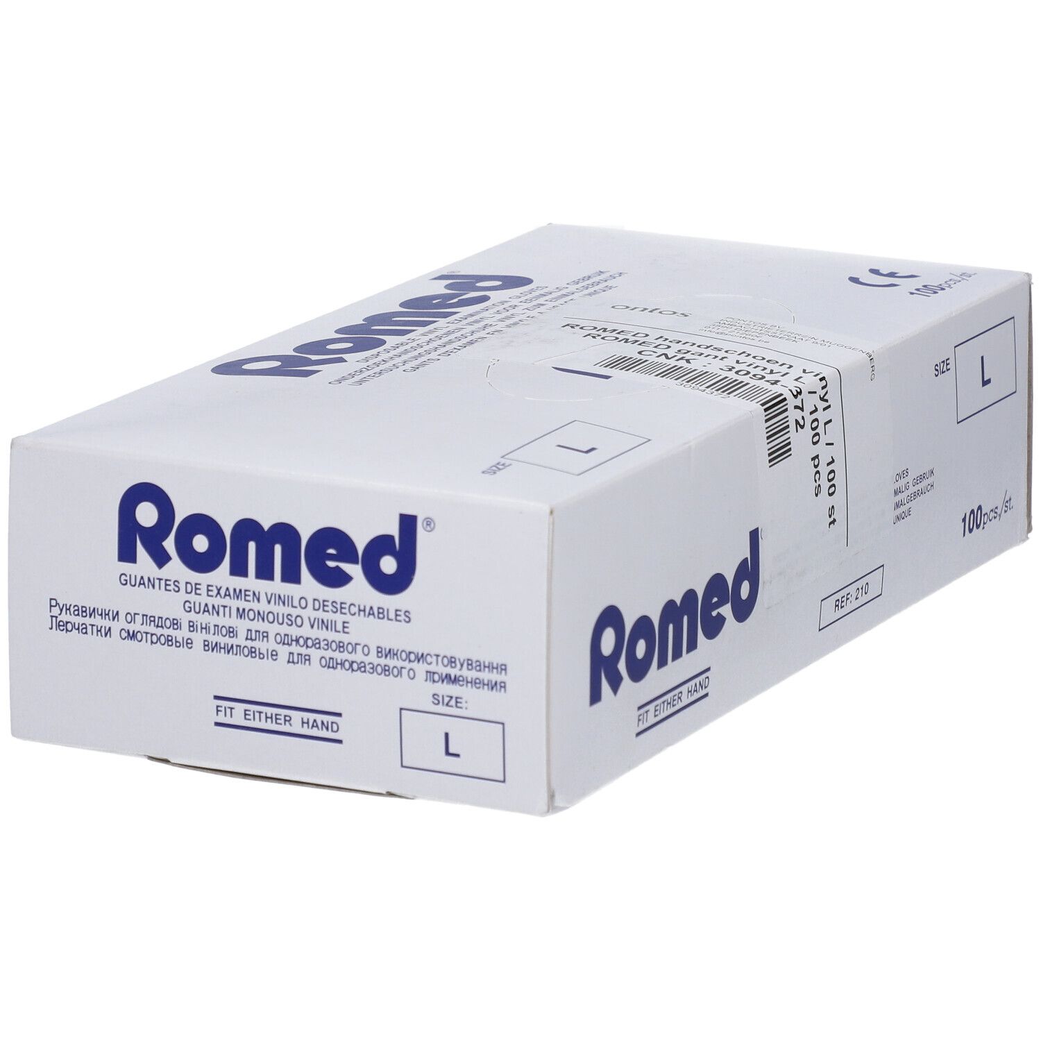 Romed Einweg-Vinyl-Untersuchungshandschuhe, Größe L, 100 Stück.