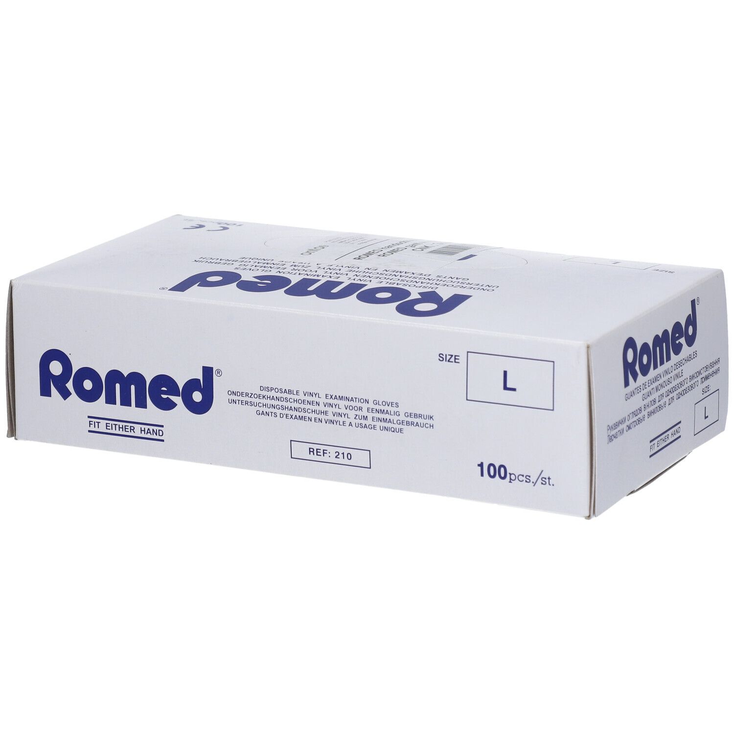 Romed Einweg-Vinyl-Untersuchungshandschuhe, Größe L, 100 Stück.