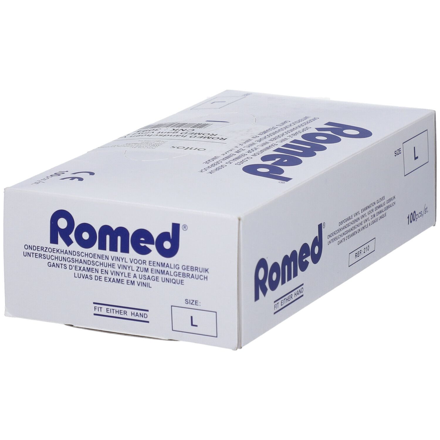Romed Einweg-Vinyl-Untersuchungshandschuhe, Größe L, 100 Stück.
